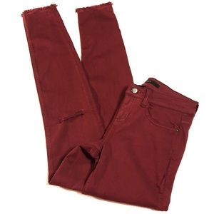 Francesca's Harper Raw Edge Hem Skinny Jeans, 25